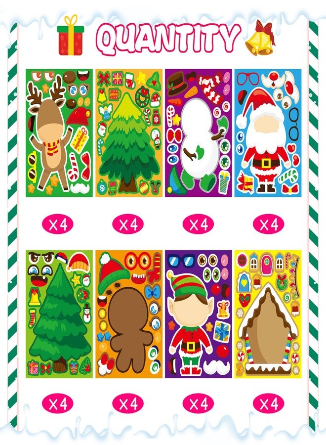 DUJAA 32 Sheets Christmas Stickers for Crafts Make Your Own Characters Mix and Match Sticker, Make a Face Sticker Christmas Tree Stickers Christmas Game Activities for Holiday Kids - Image 2